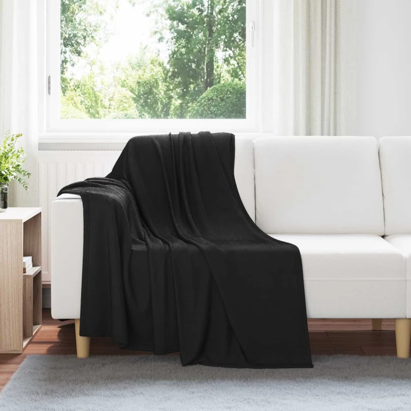 vidaXL Kastetæpper 6 stk, Sort, 170 x 130 cm, Fleece