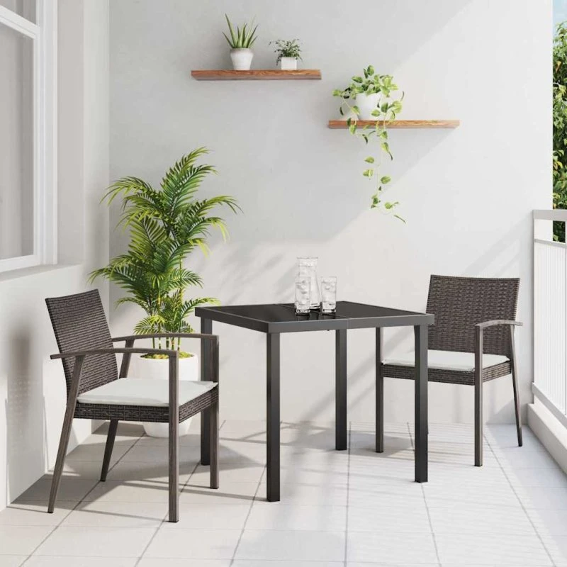 vidaXL Have Spisebordssæt 3 stk Brun og Sort PE Rattan