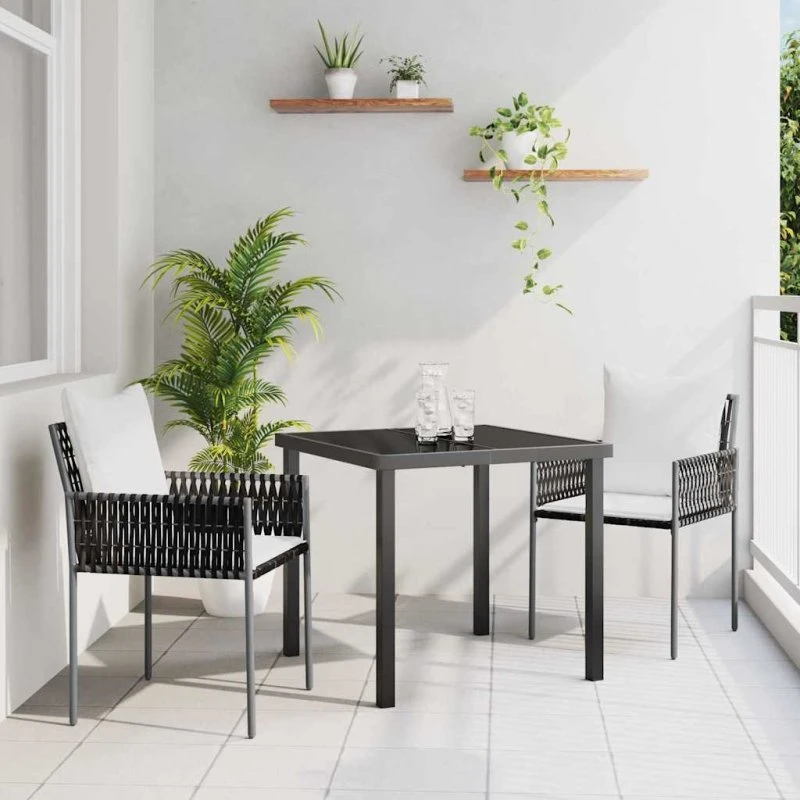 vidaXL Have Spisebordssæt 3 stk Brun og Sort PE Rattan
