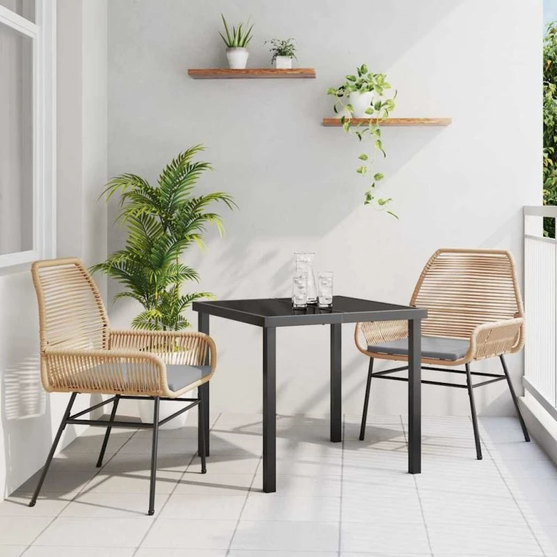 vidaXL Have Spisebordssæt 3 stk Brun polyrattan