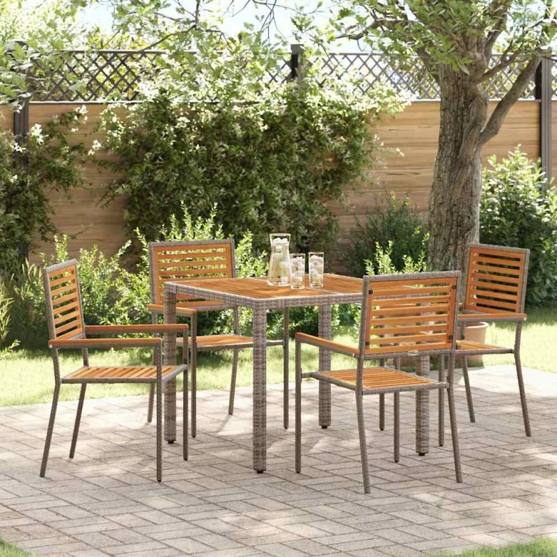 vidaXL Have Spisebordssæt 5 stk Grå/Brun 90x90x75 cm PolyRattan