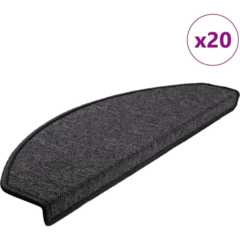 vidaXL 20 stk. trappemåtter 65x24x4 cm antracit halvrund