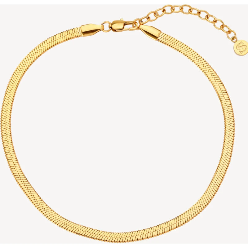 Sistie2ND Snake Ankelkæde forgyldt, 26,5 cm