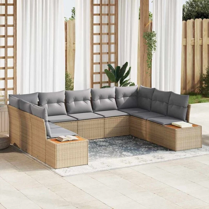vidaXL Havesofa Sæt 5-pcs Beige/Lys Grå Polyrattan