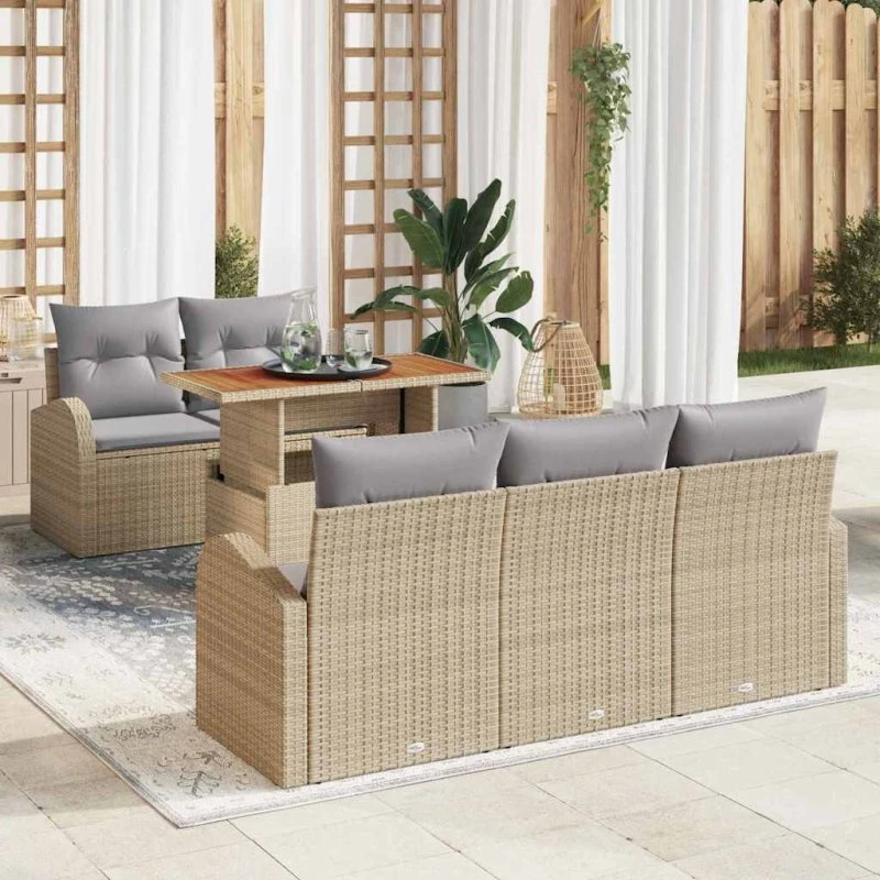 vidaXL Havesofa Sæt 6 stk beige og lysegrå 100 x 55 x 73 cm