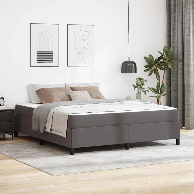vidaXL Sengestel med Madras Grå 180x200 cm Stof
