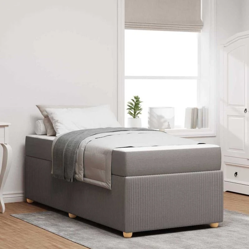 vidaXL Sengestel med madras Gråbrun 90 x 190 cm