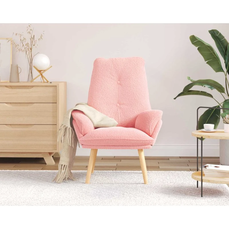 vidaXL Lænestol Lyserød 69 x 74 x 93 cm Sherpa-stof