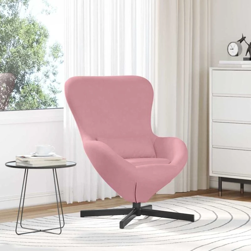 vidaXL Æggestol Lyserød 63 x 73 x 90 cm Fløjl