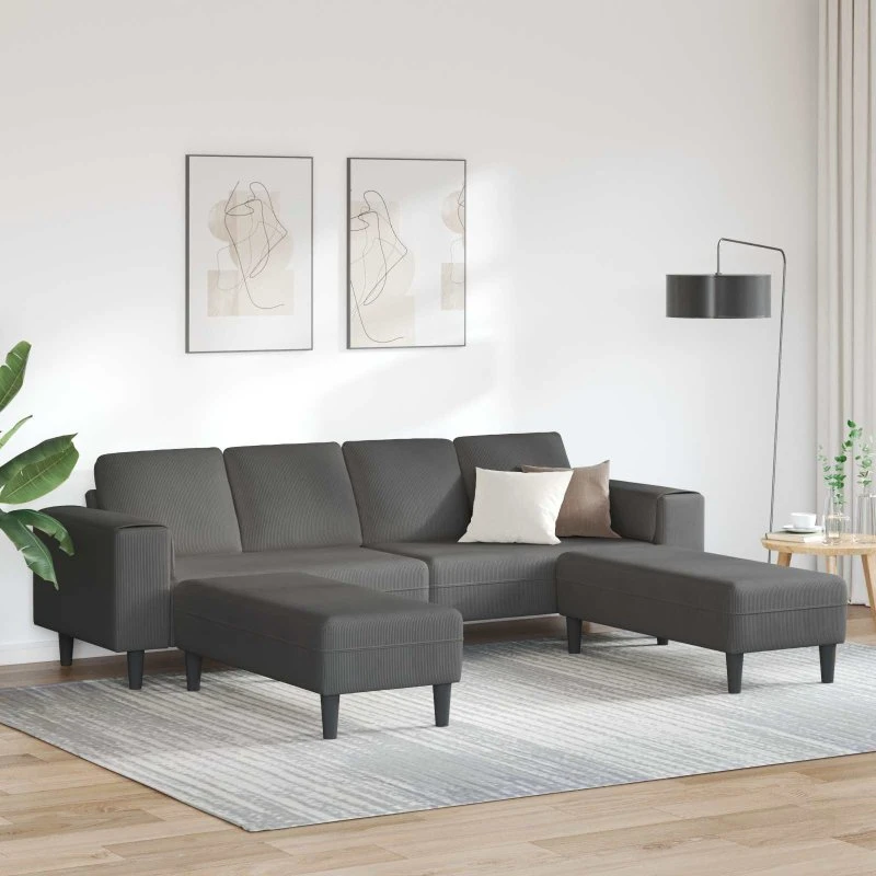 vidaXL Mørkegrå Sofa 250x188x76 cm Corduroy Stof