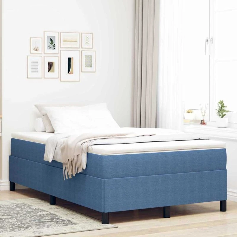 vidaXL Box Spring Seng Blå 120x200 cm Velourstof