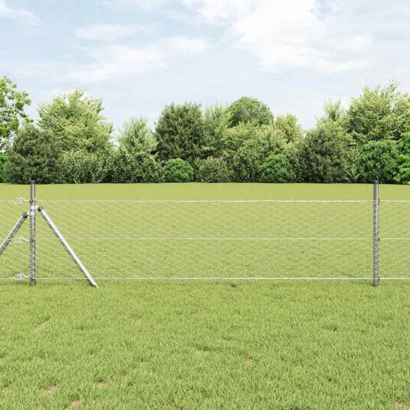 vidaXL Hexagon Hegn Sølv 0,4 x 10 m Galvaniseret Stål