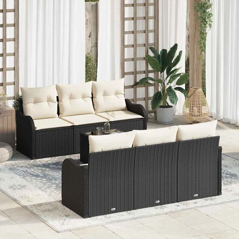 vidaXL Havesofa Sæt 55x55x37 cm Sort Poly rattan