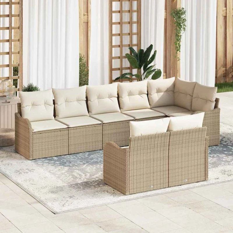 vidaXL Havesofa Sæt Beige 3-Personer Poly rattan