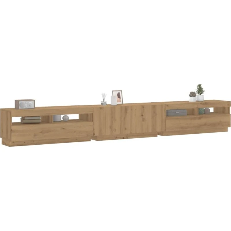 vidaXL Tv-bord med LED-lys 300x35x40 cm konstrueret træ