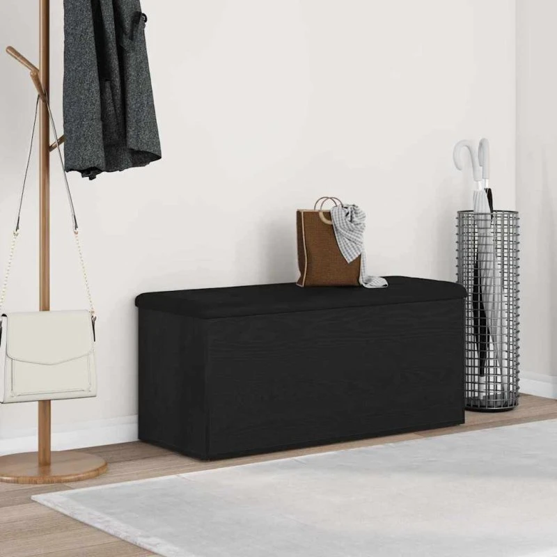 vidaXL Opbevaringsbænk Sort Eg 102 x 42 x 45 cm Konstrueret Træ