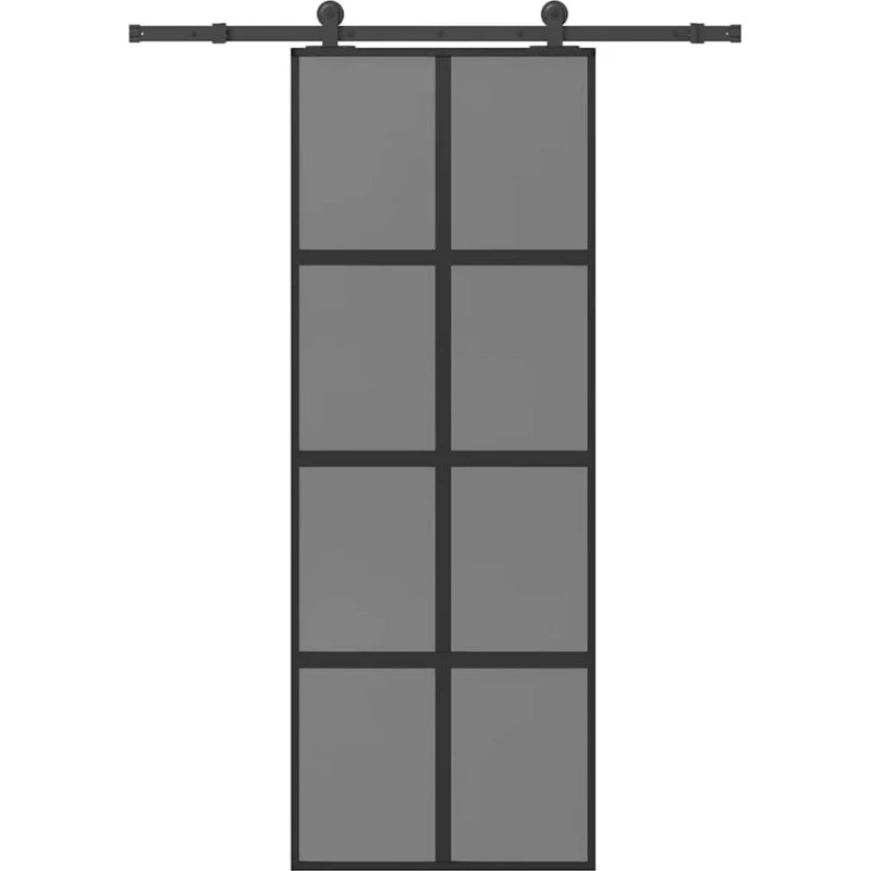 vidaXL Skydedør 76x205 cm med hærdet glas og aluminium