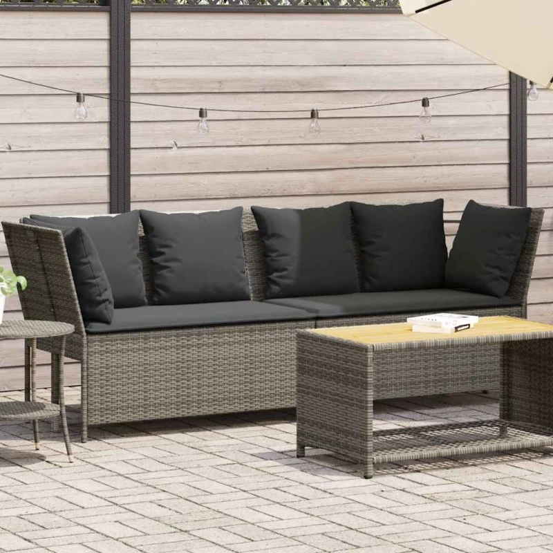 vidaXL havesofa med hynder polyrattan grå