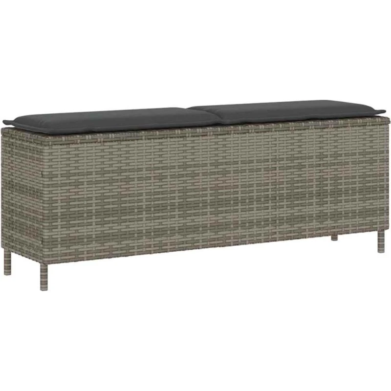 vidaXL havebænk med hynde 110x30x40,5 cm polyrattan grå