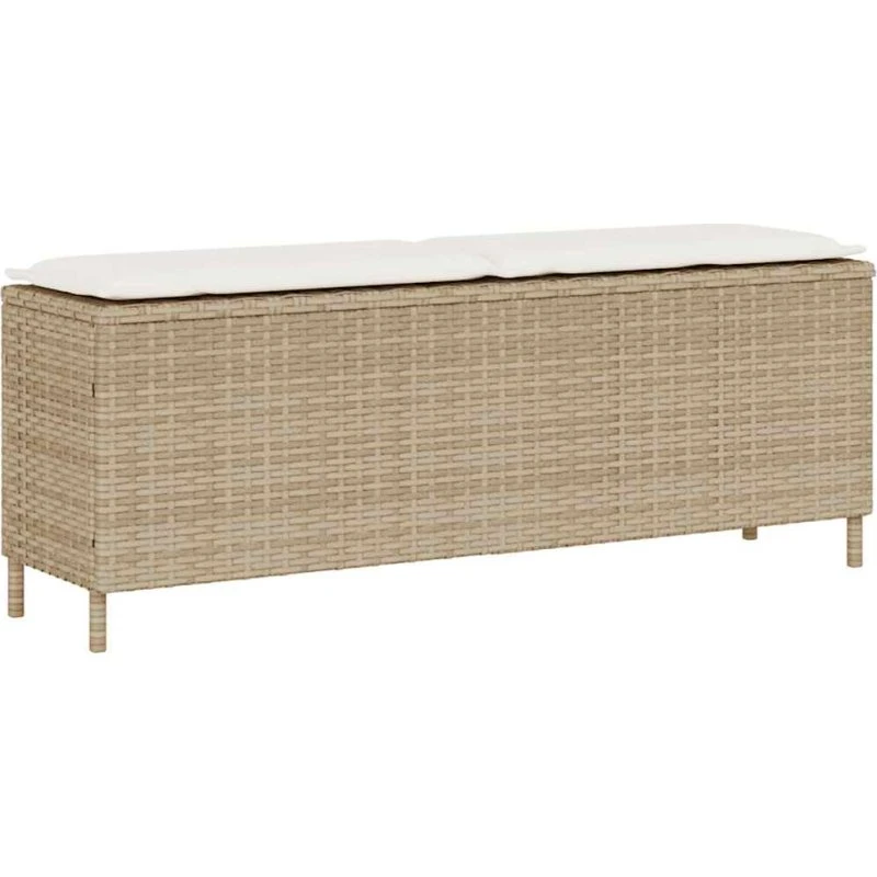 vidaXL havebænk med hynde 110x30x40,5 cm polyrattan beige