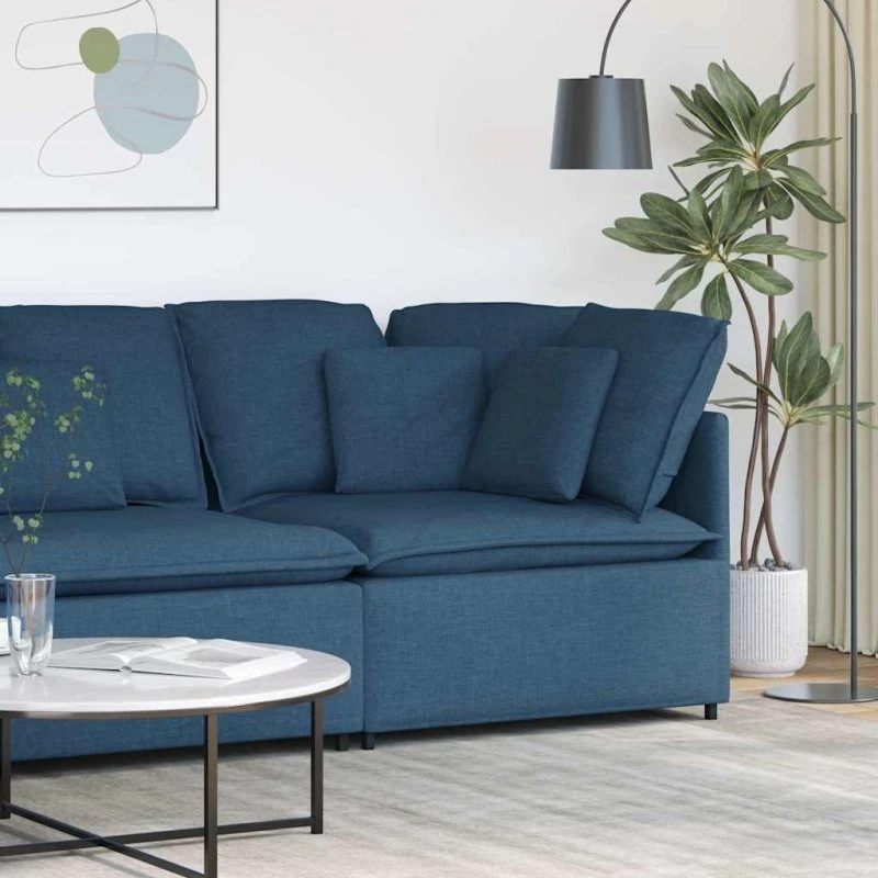 vidaXL modulsofa hjørnemodul 100 cm blå med hynder