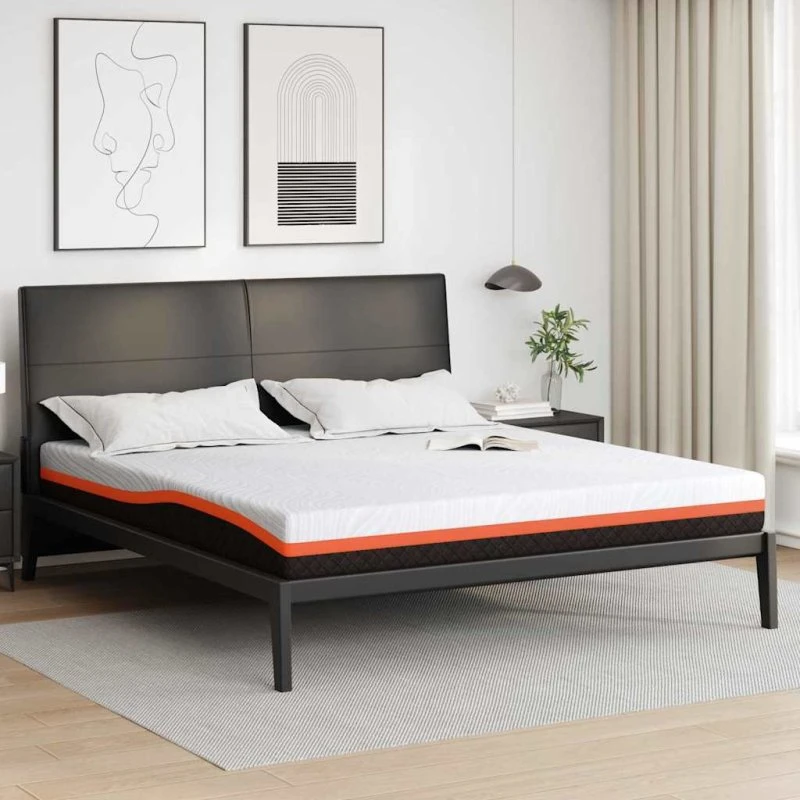 vidaXL Madras Hvid og Sort 180 x 200 cm Gel Memory Skum