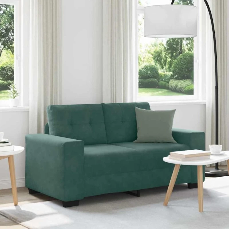 vidaXL Tosæders sofa mørkegrøn fløjl 120 cm