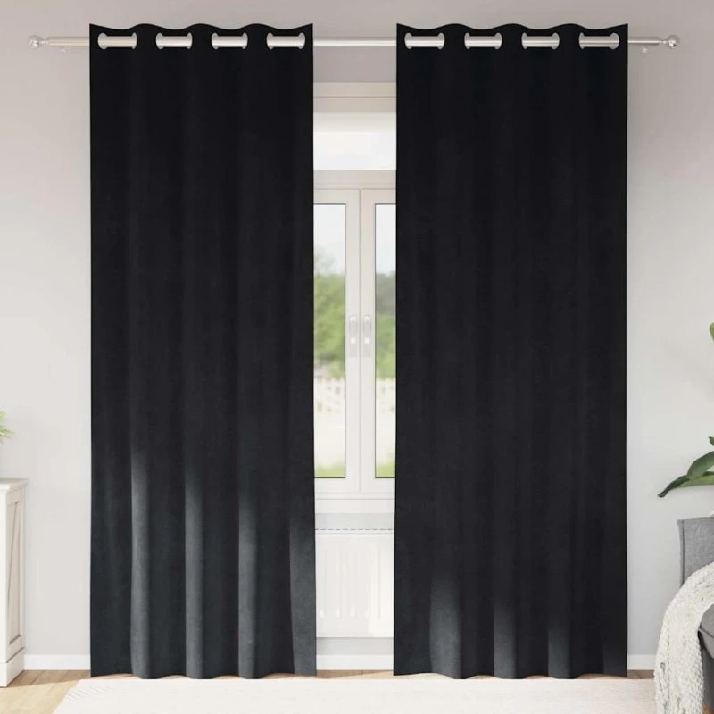vidaXL Mørklægningsgardiner 2 stk, Sort, 140 x 225 cm, Fløjl