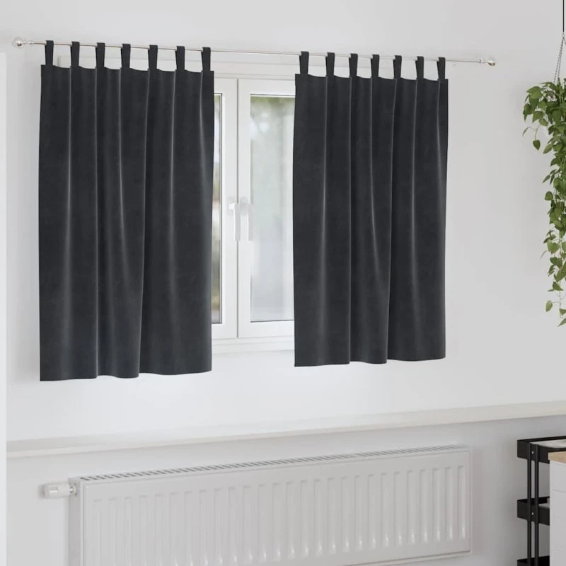 vidaXL Mørkelægningsgardiner 2 stk, Mørkegrå, 140 x 140 cm, Fløjl