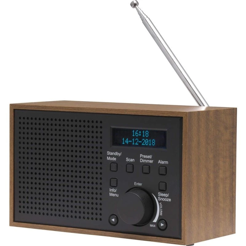 Denver DAB-46 DAB+/FM Radio, Mørkegrå/Valnød