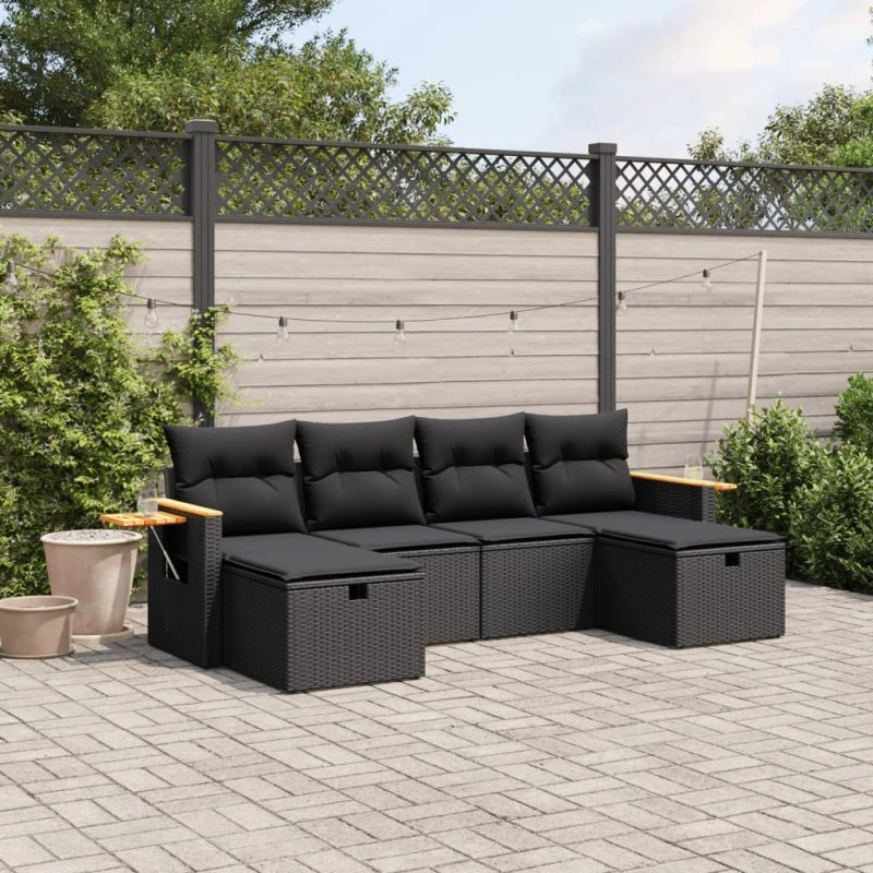 Sofasæt Til Haven 6 Dele Med Hynder Polyrattan - Beige og Grå