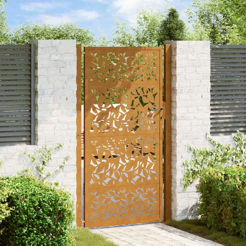 vidaXL Havelåge 100x200 cm cortenstål bladdesign