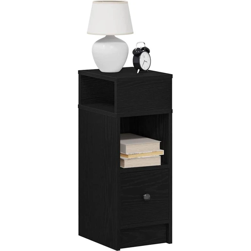 vidaXL sengebord med skuffe 25x31x66 cm sort