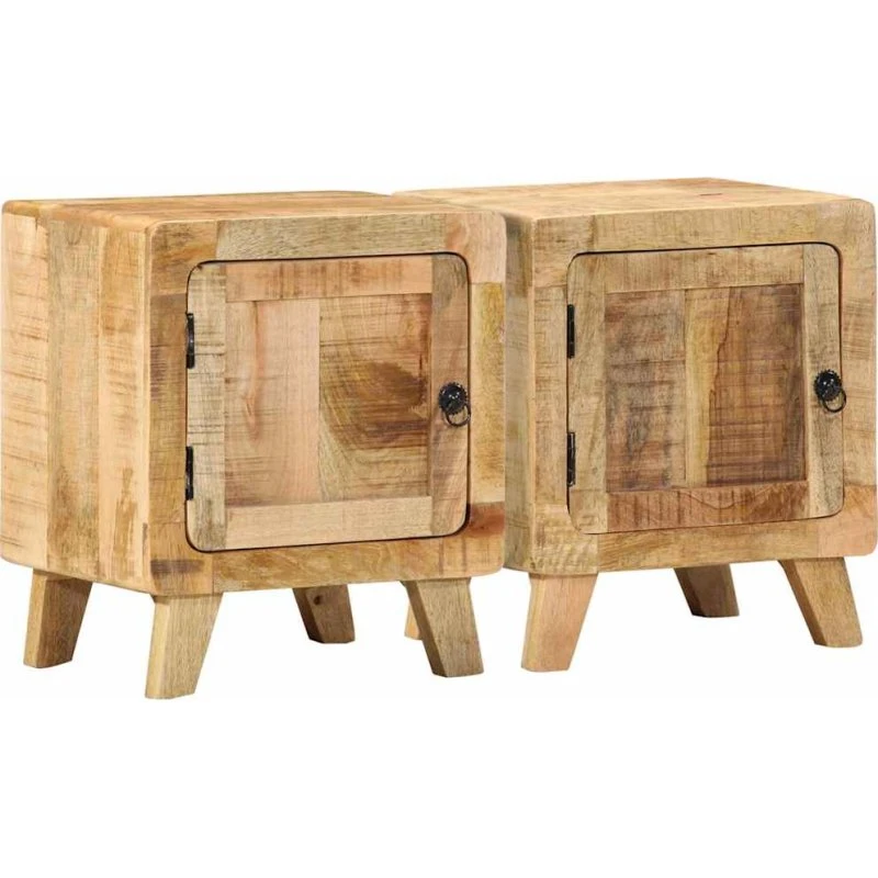 vidaXL 2 stk. sengeborde 40x32x46 cm massivt ru mangotræ