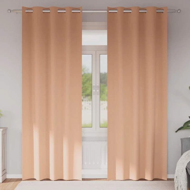 vidaXL Mørklægningsgardiner 225 x 140 cm Lys Brun med Ringe