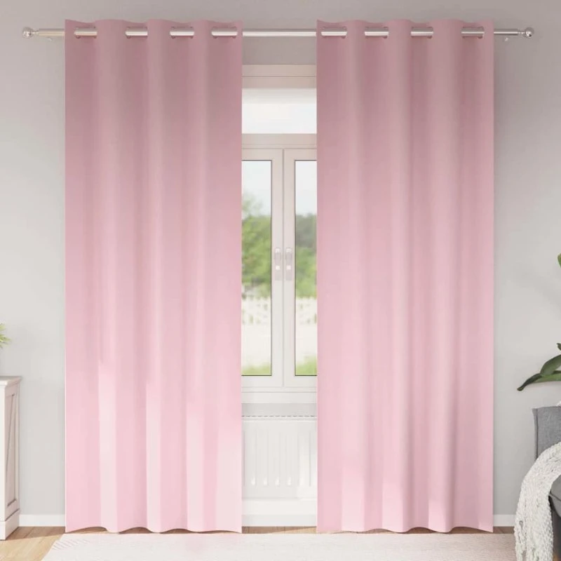 vidaXL Mørklægningsgardiner Lyserød 245 x 140 cm med Ringe