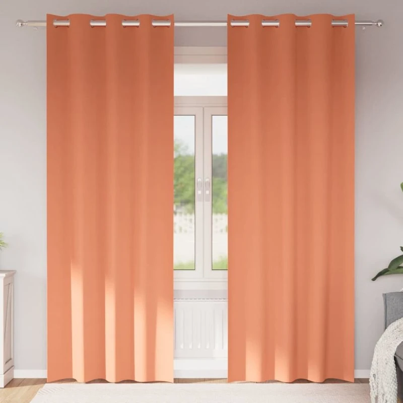vidaXL Mørklægningsgardiner 225 x 140 cm Terrakotta med Ringe
