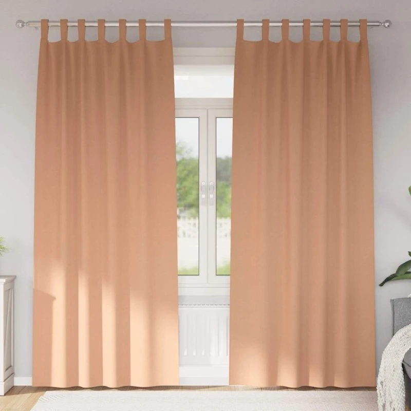 vidaXL Mørklægningsgardiner 225 x 140 cm Lys Brun med Ringe