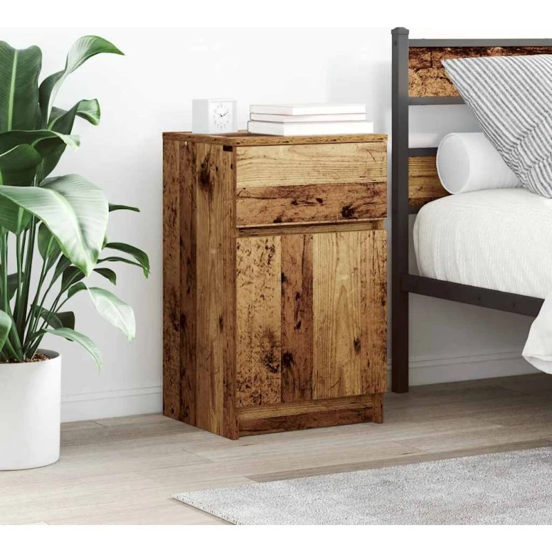 vidaXL Sengeskabe 2 stk. 39x35x65 cm konstrueret træ antikt træ