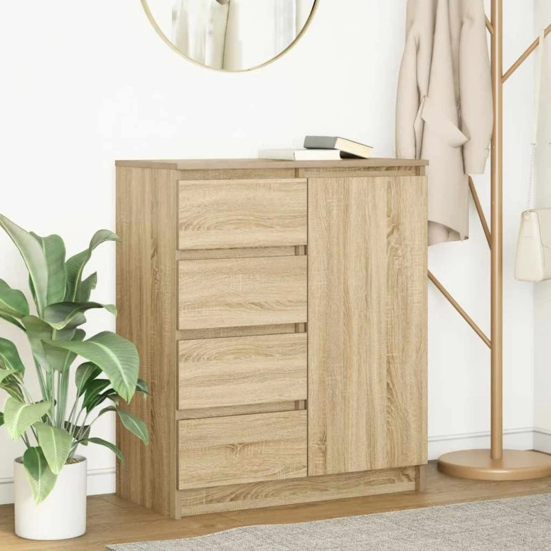 vidaXL Skænk med skuffer 71x35x84 cm konstrueret træ Sonoma-eg