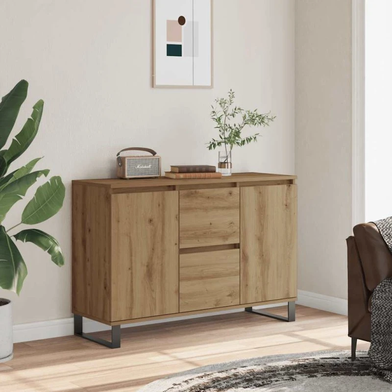vidaXL Skænk 101,5x35x70 cm Konstrueret Træ Hvid