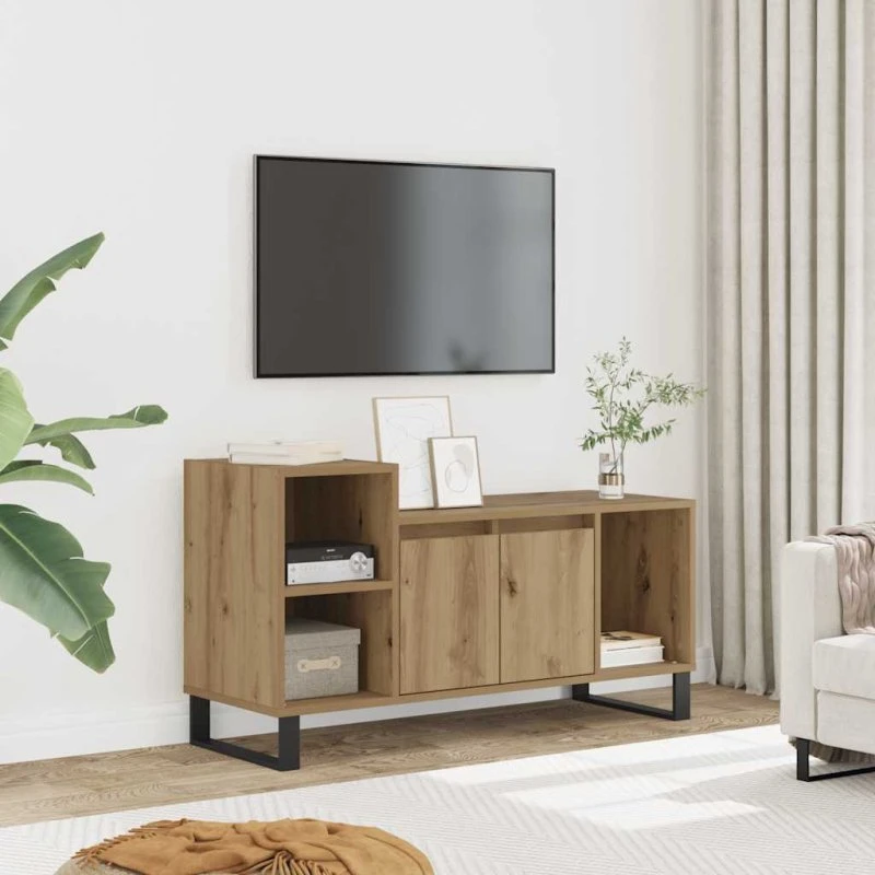 vidaXL Tv-bord 100x35x55 cm hvid konstrueret træ