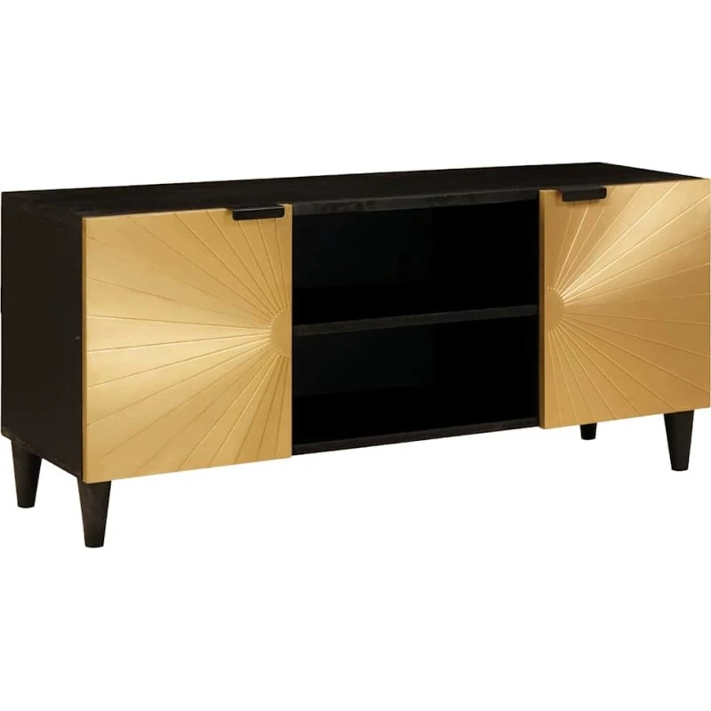 vidaXL TV-skab Sort og Guld 105 x 33 x 46 cm Konstrueret træ