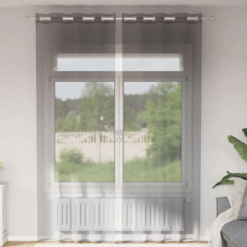 vidaXL Voile-Gardiner med Øskner 2 stk. 140x260 cm Mørkegrå