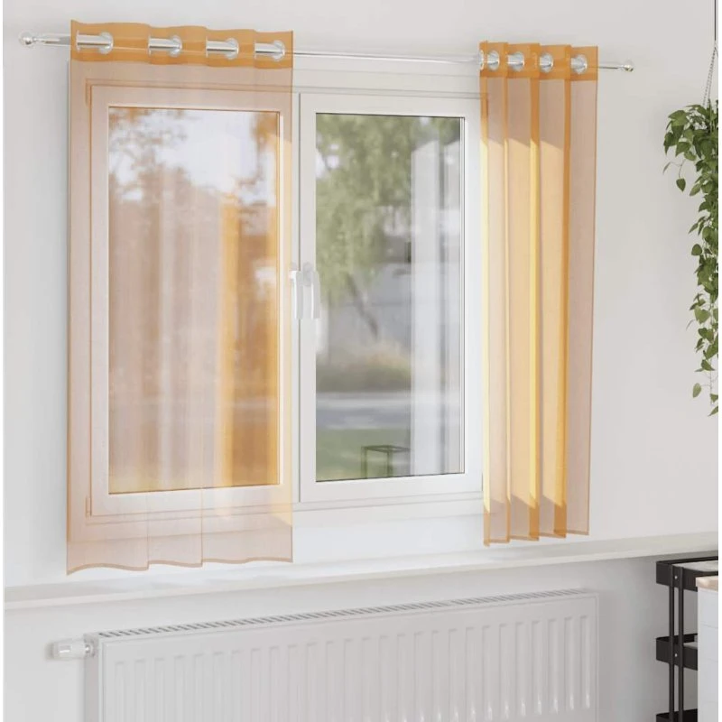 vidaXL Voile-Gardiner med Øskner 2 stk. 140x140 cm Orange