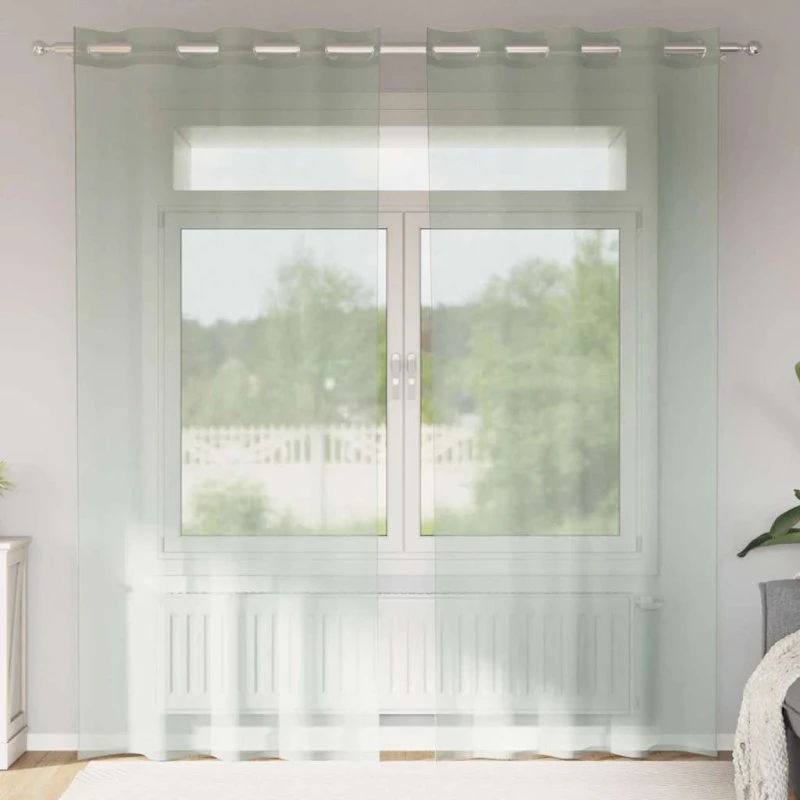 vidaXL Voile-Gardiner med Øskner 140x245 cm Lysegrå (2 stk)