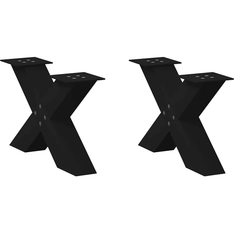 vidaXL sofabordsben X-formet 2 stk. sort 60 x (30-31) cm stål
