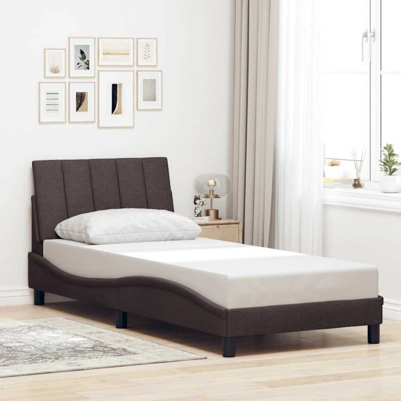 vidaXL Hanko Sengeramme 90x190 cm Mørkebrun Stof