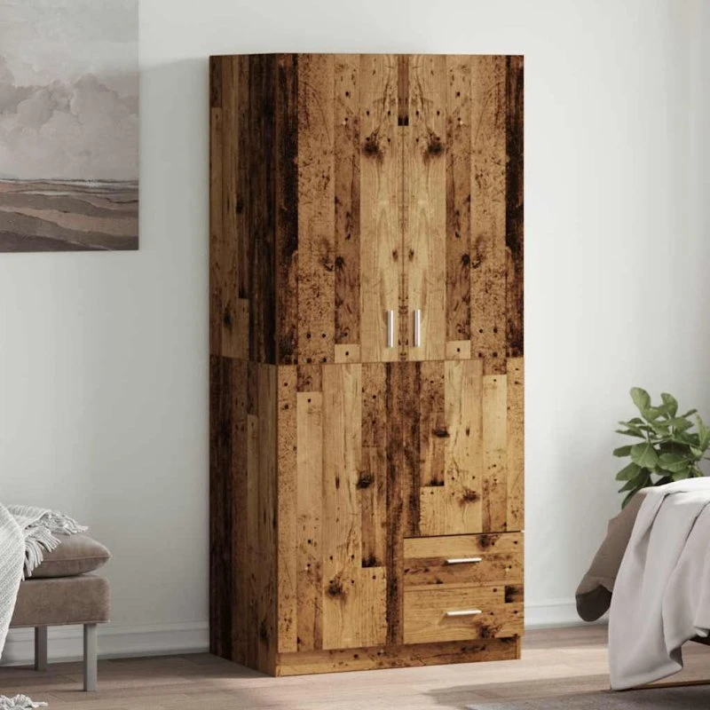 vidaXL Klædeskab 80x52x180 cm Konstrueret Træ Antikt Træ