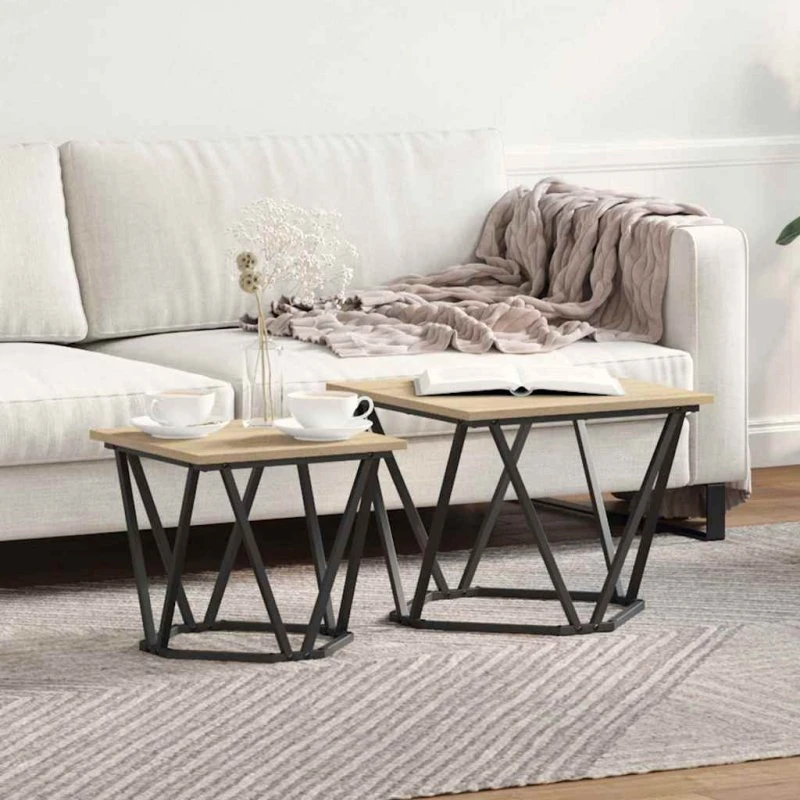 vidaXL Sidebordssæt 2 stk Sonoma-eg 50 x 50 x 40 cm